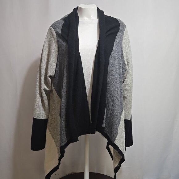 Charter Club Waterfall Cardigan Size 2XL 100% Cashmere Color Block Open Front - Picture 1 of 8